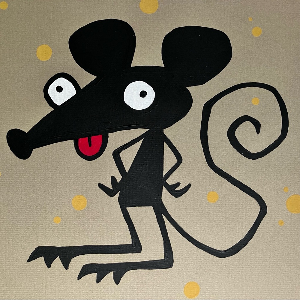 GOUACHE ILLUSTRATION Of Crooked Tail Rodent / Signed by DAILY / 8.5 x 11 Inches